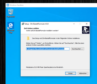 Windows 10 Sandbox Software Installation