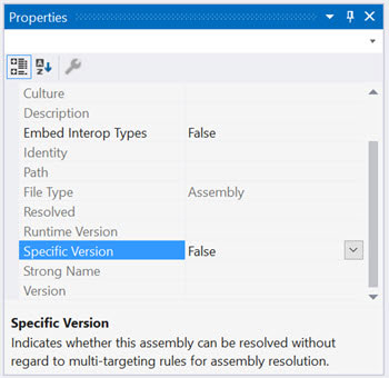 Screenshot Visual Studio Eigenschaften-Fenster